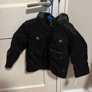 Nordstrom black leather jacket with fur hood
